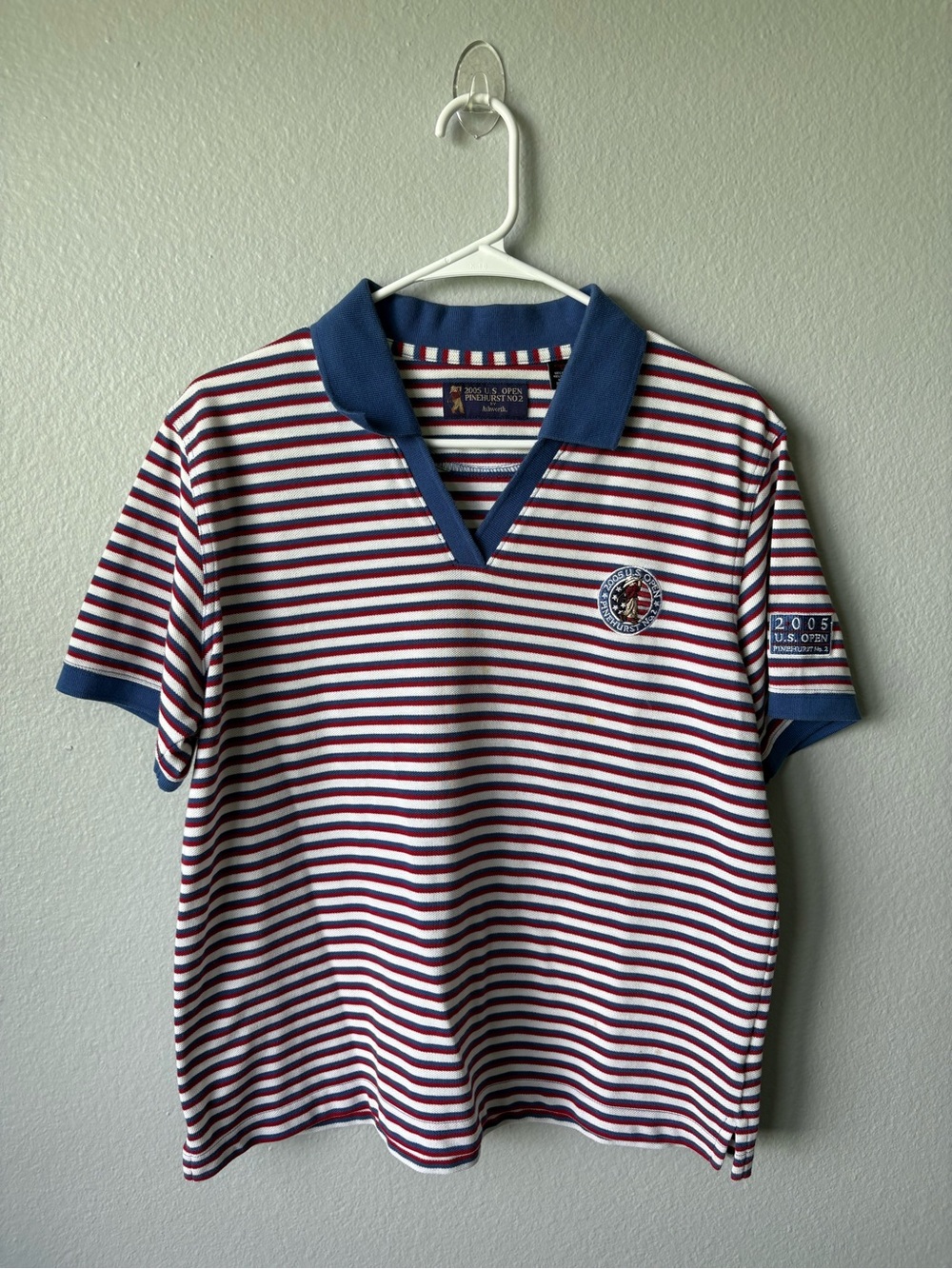 Ashworth 2005 US Open Pinehurst No. 2 Golf Polo Women's Size L Striped Vintage